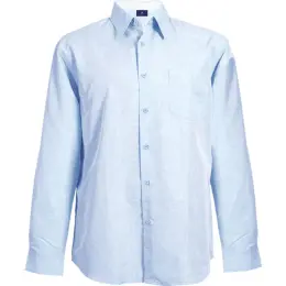 Mens Berlin Lounge Shirt Long Sleeve Sky Melange-White